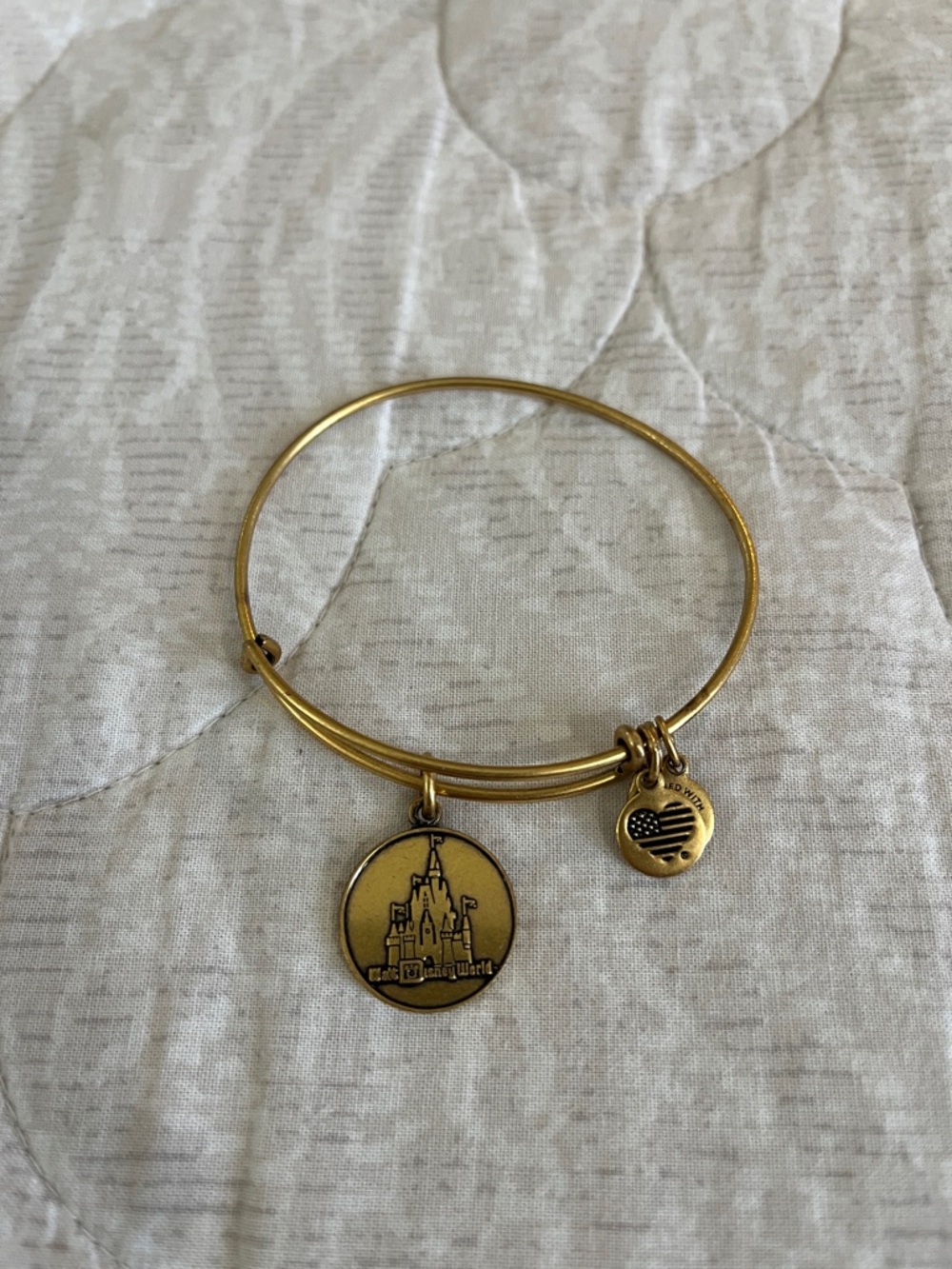 Alex and Ani Gold Walt Disney World Logo Charm Expandable Bangle